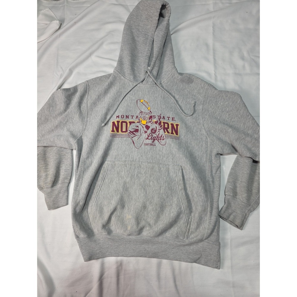 Sz L- Vintage gray Montana State Northern Lights football sweatshirt. Pro-weave